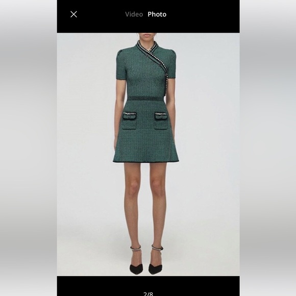 Self-Portrait Dresses & Skirts - Green stripe knit dress